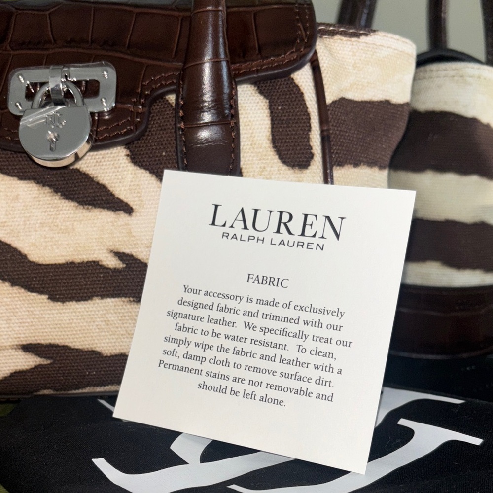 Lauren Ralph Lauren Brown and Cream Zebra-Print Satchel - Picture 7 of 8